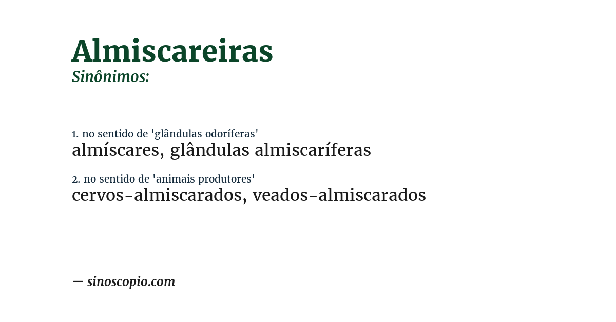 Sinônimo de almiscareiras