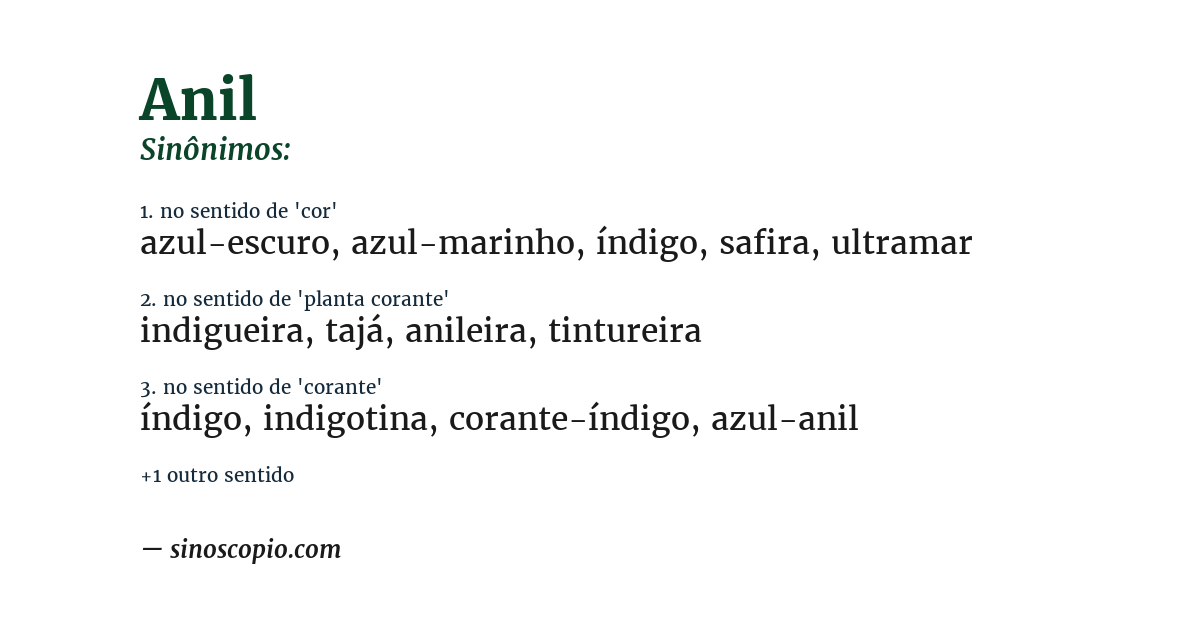 Sinônimo de anil
