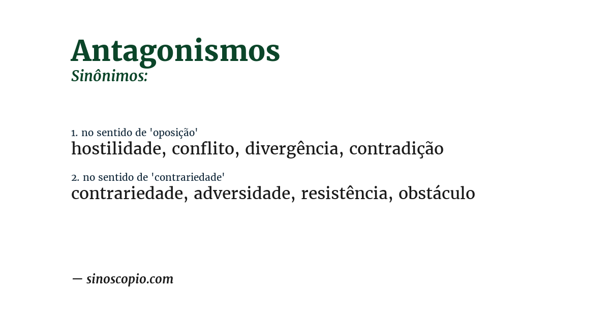 Sinônimo de antagonismos
