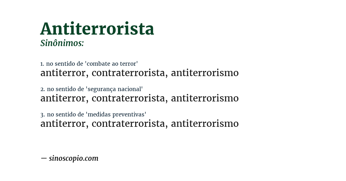 Sinônimo de antiterrorista