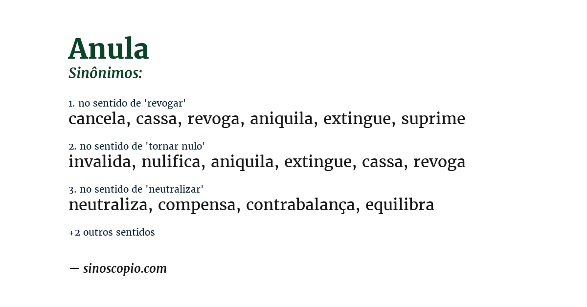 Sinônimo de anula
