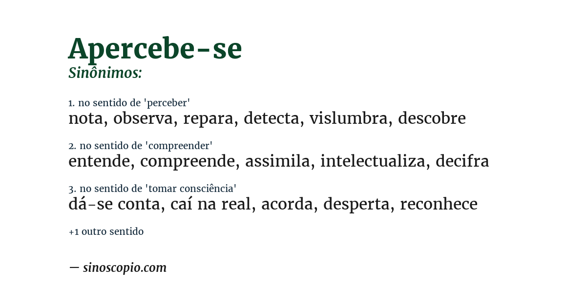 Sinônimo de apercebe-se