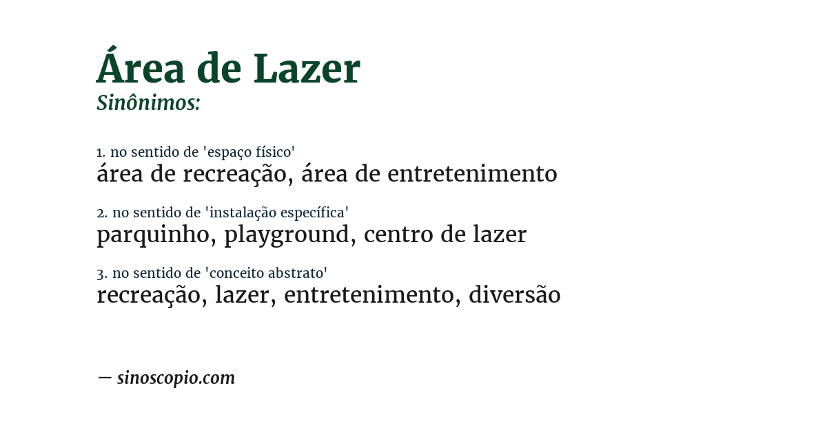 Sinônimo de área de lazer