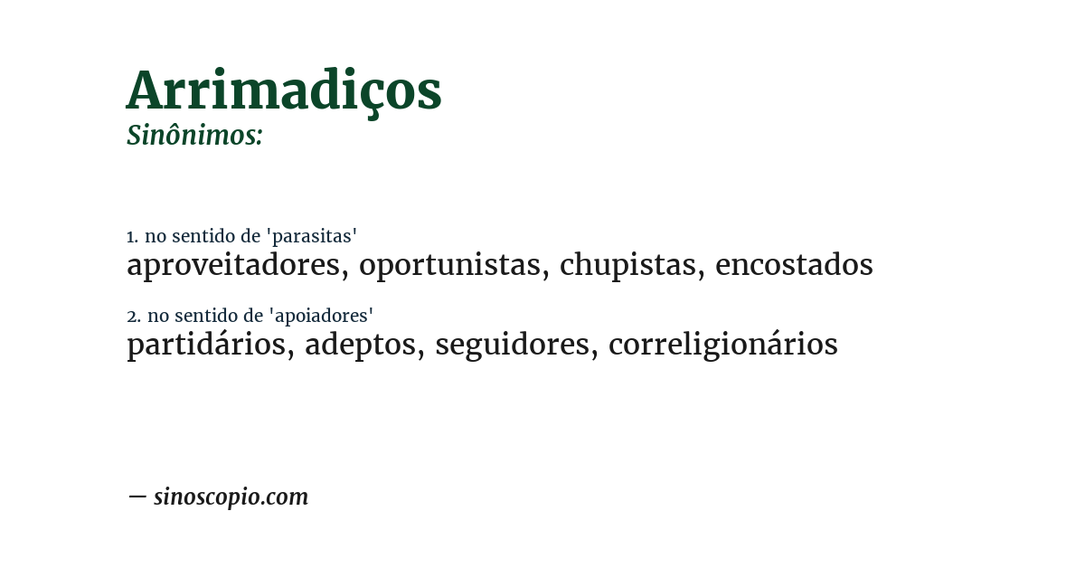 Sinônimo de arrimadiços