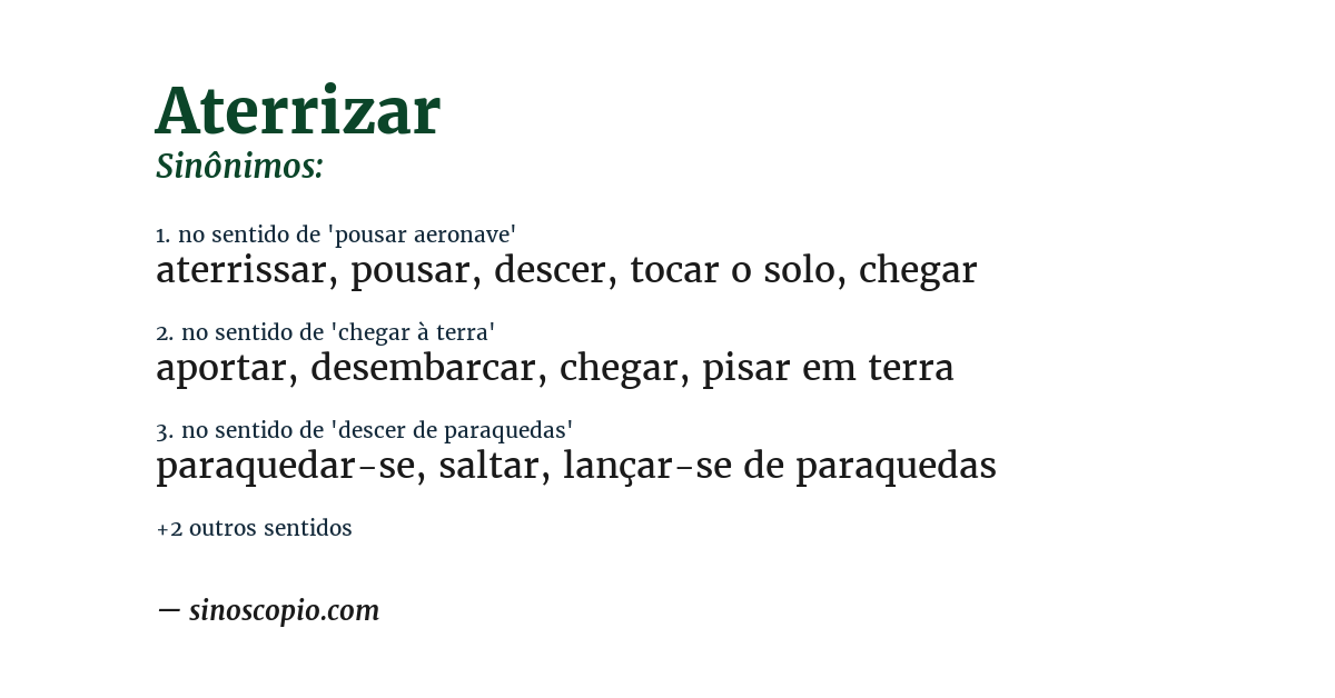 Sinônimo de aterrizar