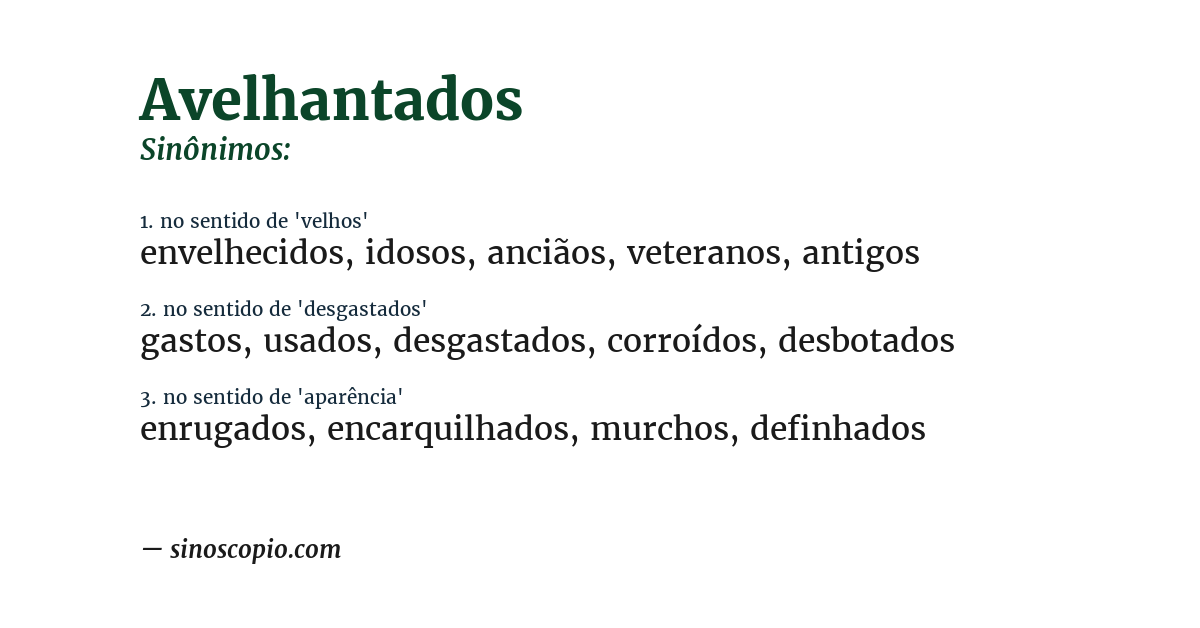 Sinônimo de avelhantados