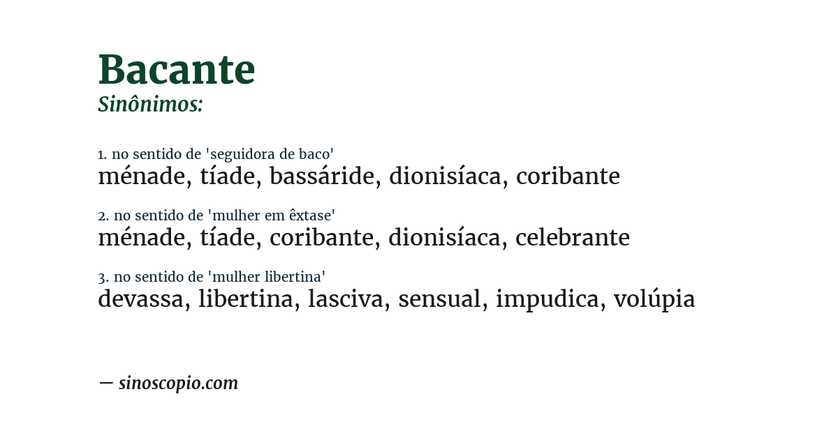 Sinônimo de bacante