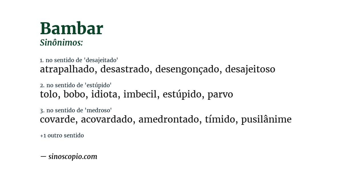 Sinônimo de bambar