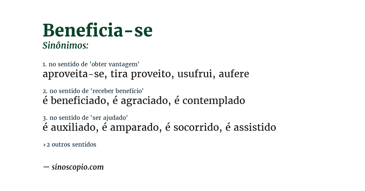 Sinônimo de beneficia-se