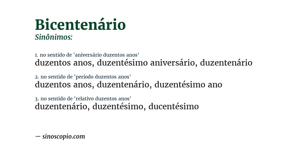 Sinônimo de bicentenário