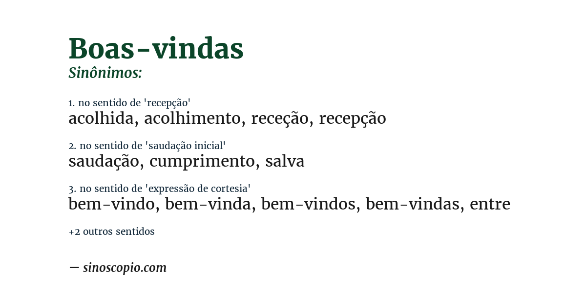 Sinônimo de boas-vindas