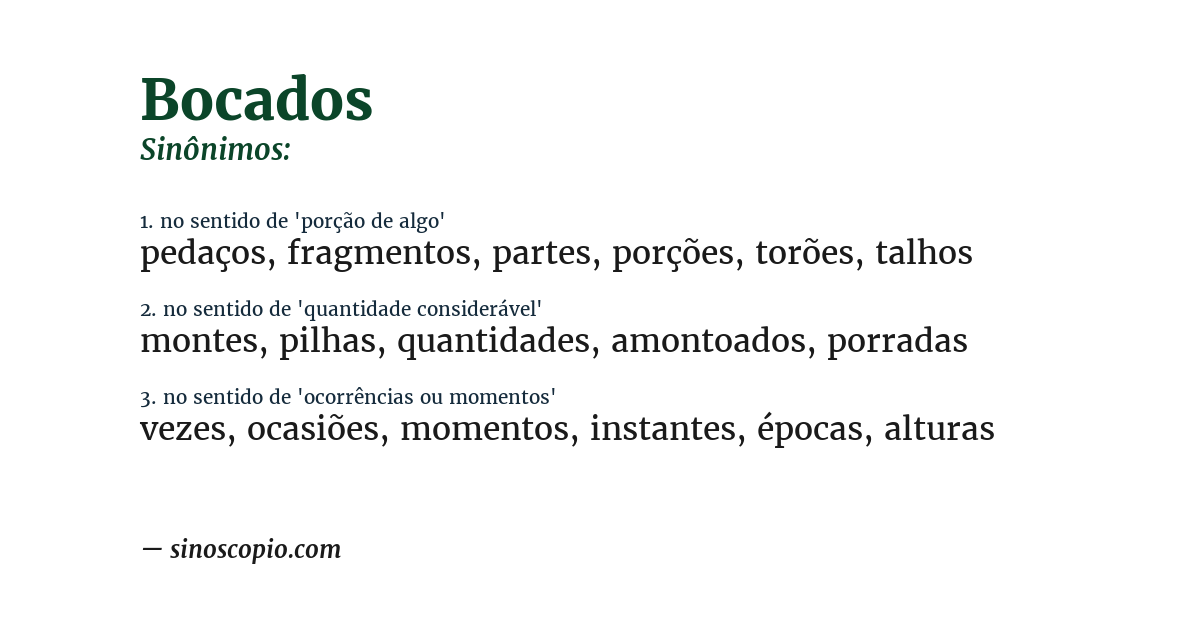 Sinônimo de bocados