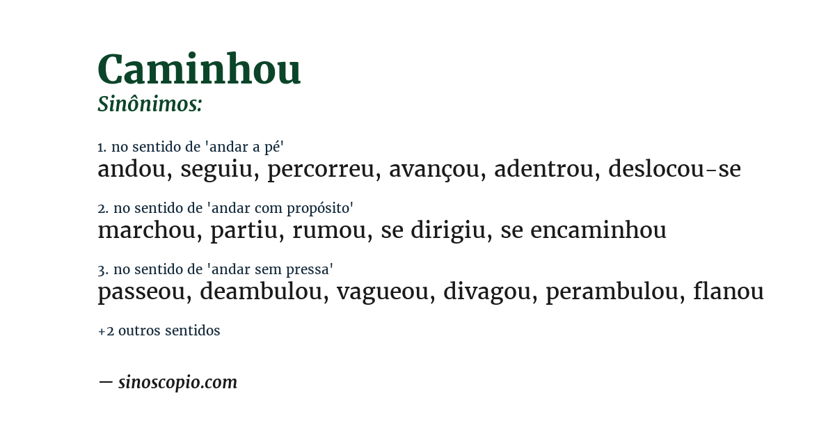 Sinônimo de caminhou