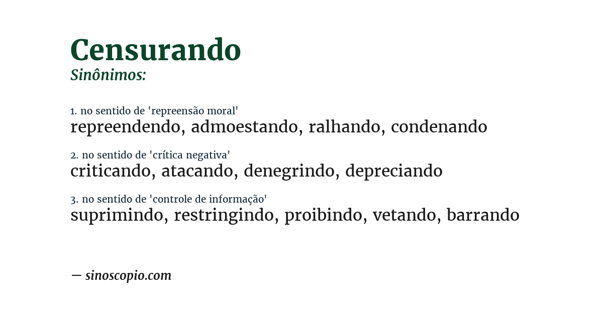 Sinônimo de censurando
