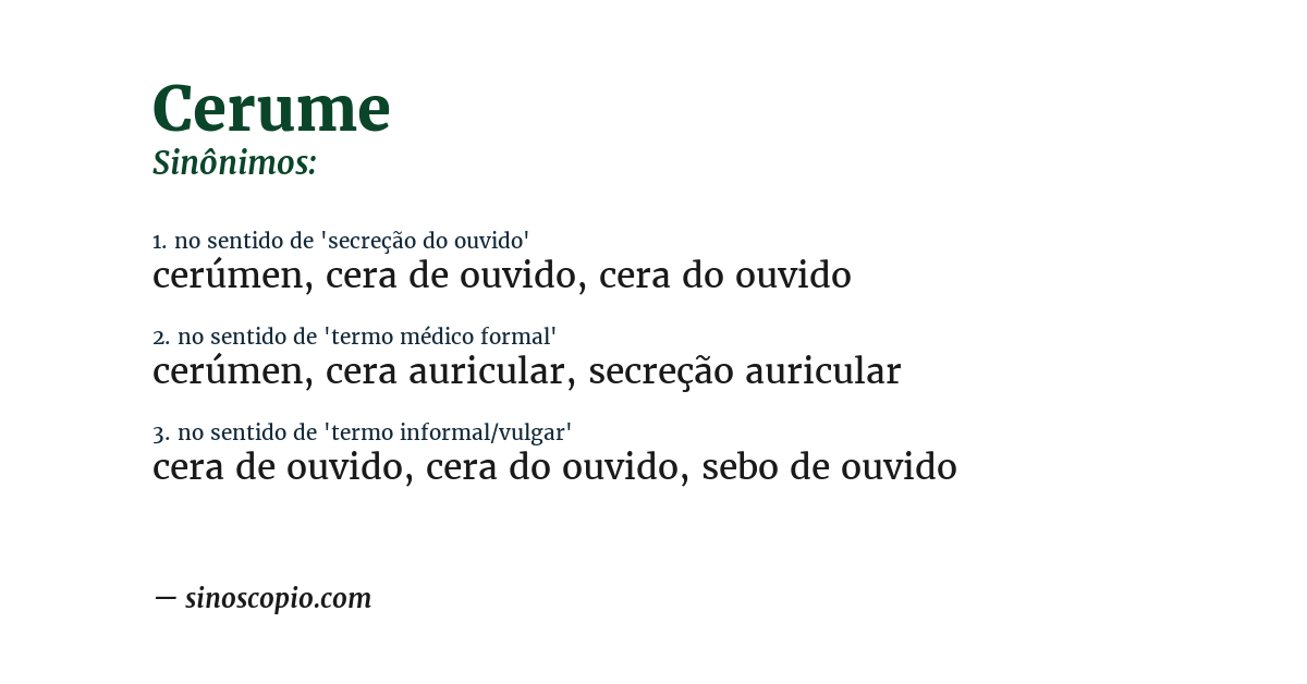 Sinônimo de cerume