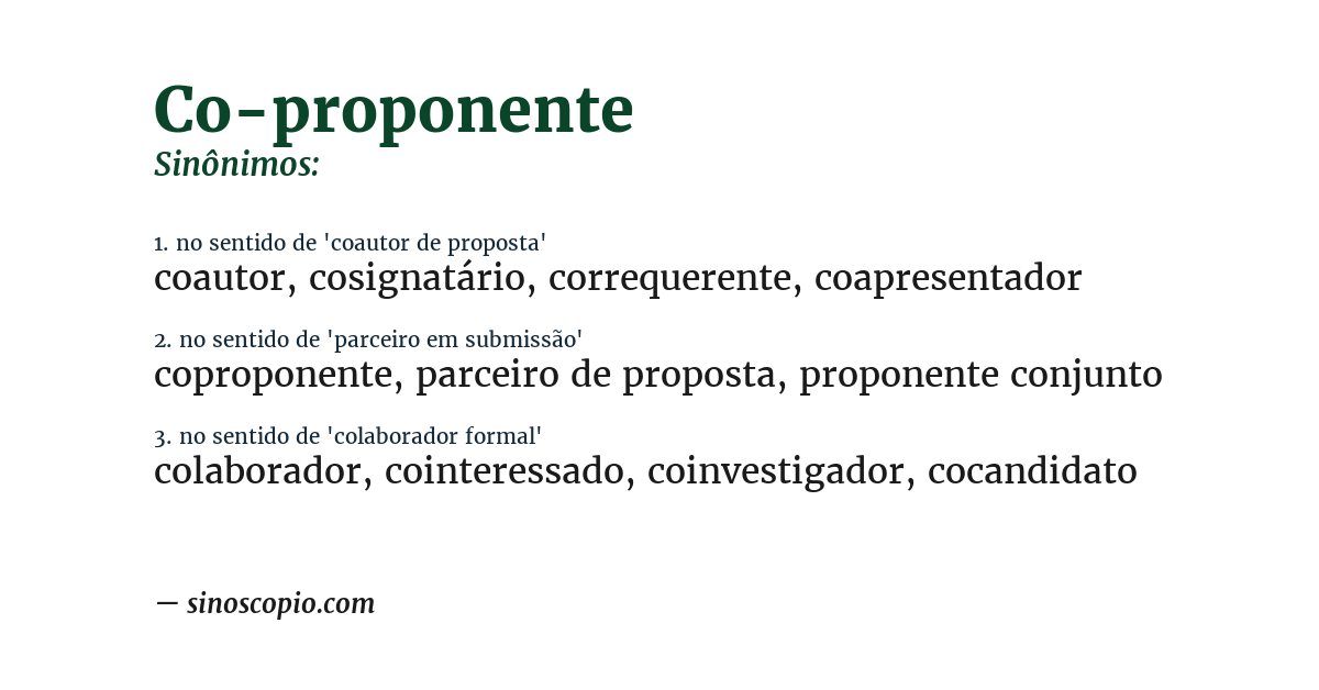 Sinônimo de co-proponente