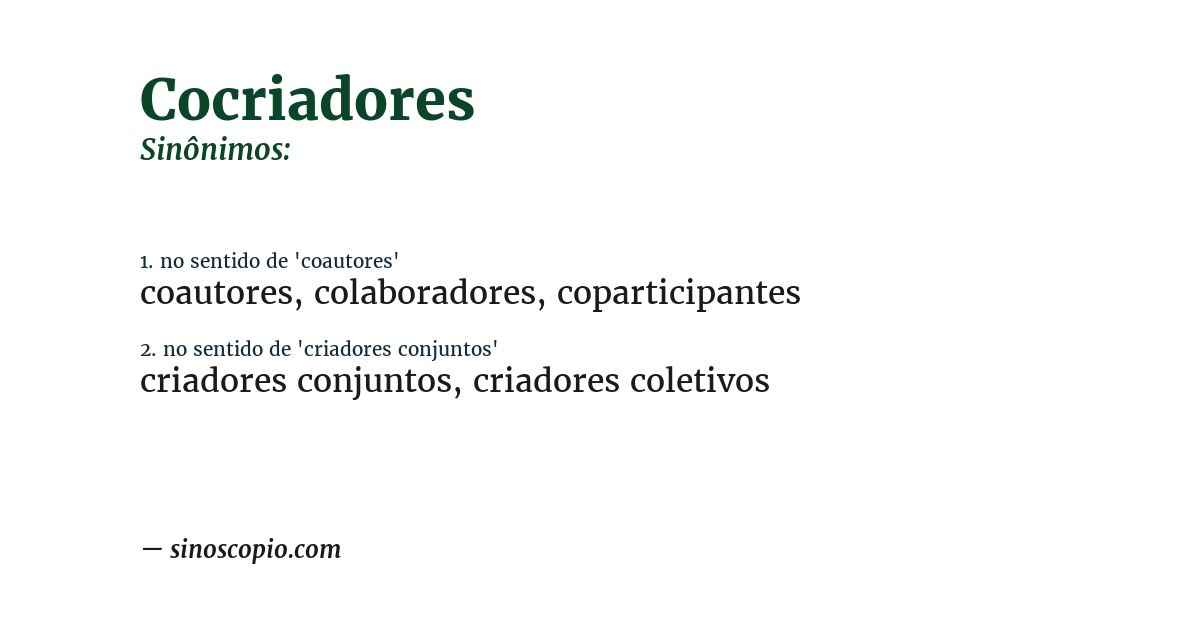 Sinônimo de cocriadores