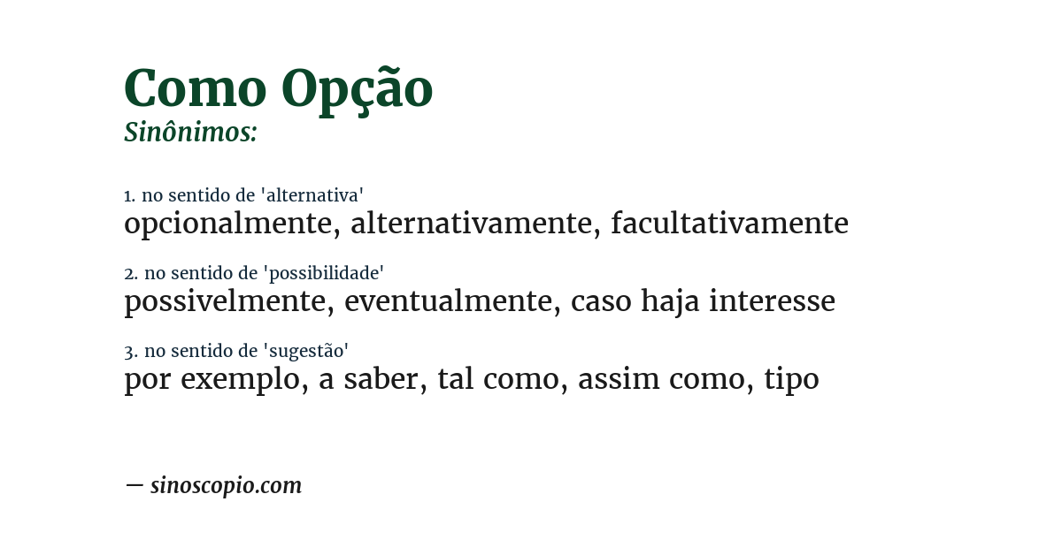 Sinônimo de como opção