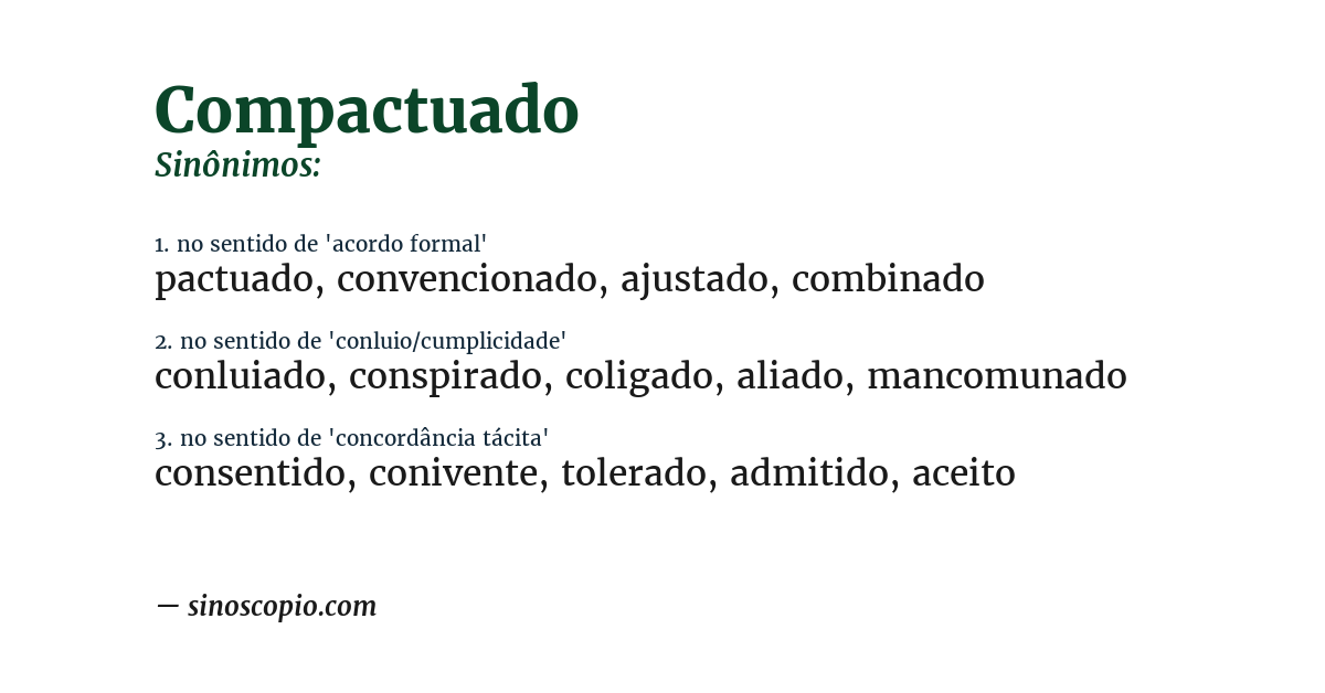 Sinônimo de compactuado