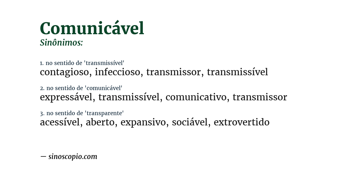Sinônimo de comunicável