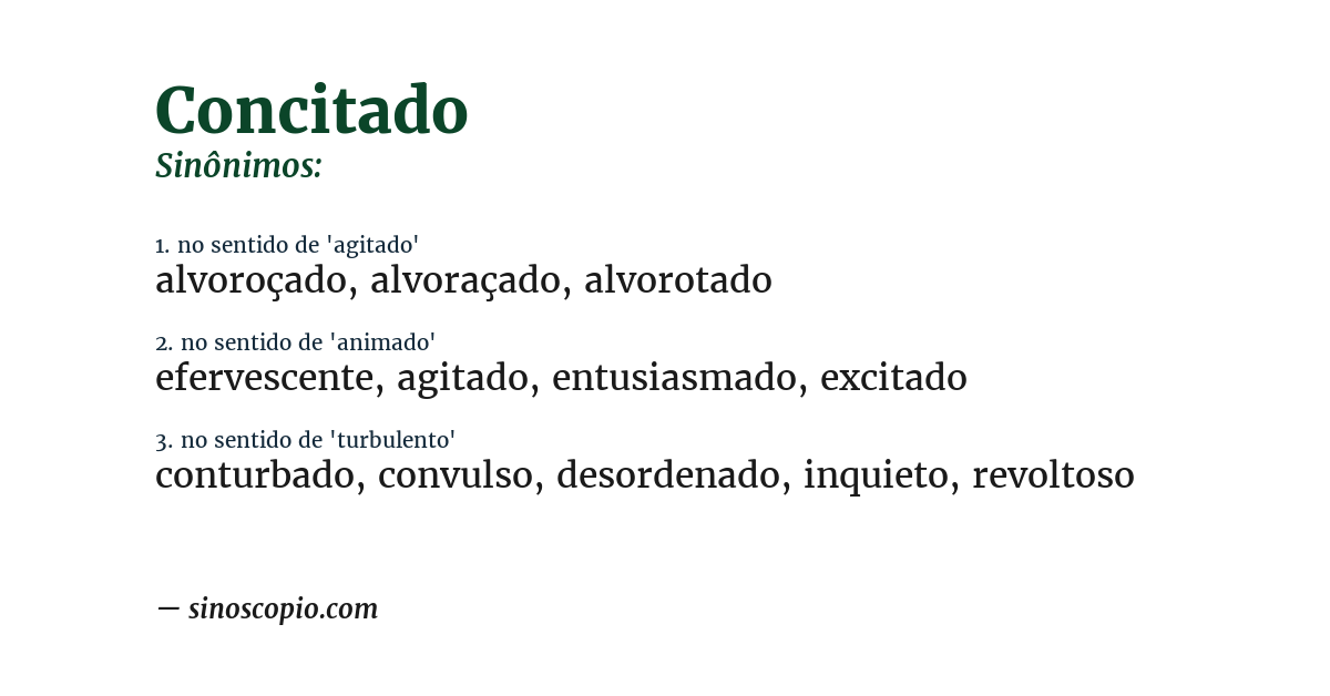 Sinônimo de concitado