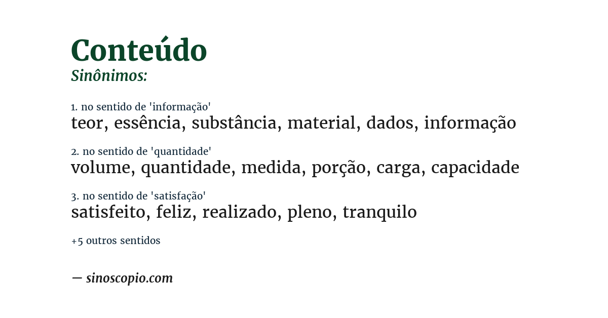 Sinônimo de conteúdo
