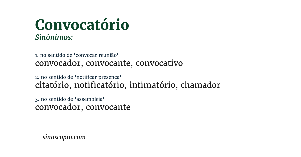 Sinônimo de convocatório