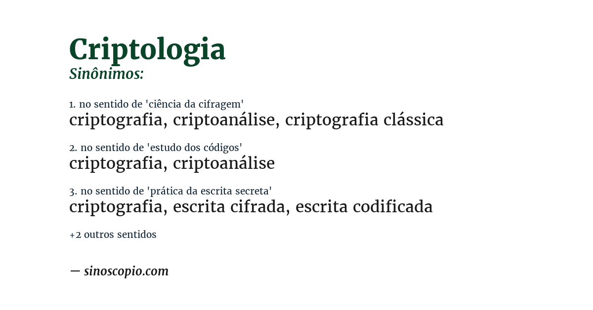 Sinônimo de criptologia