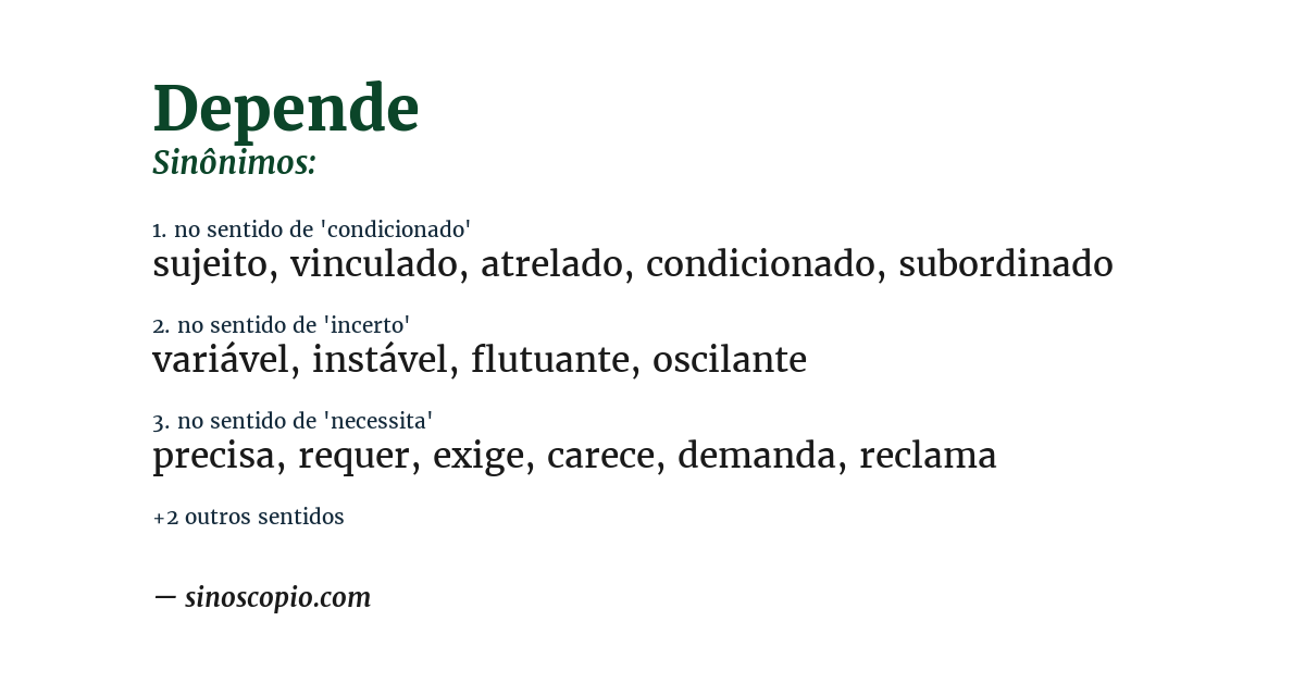 Sinônimo de depende