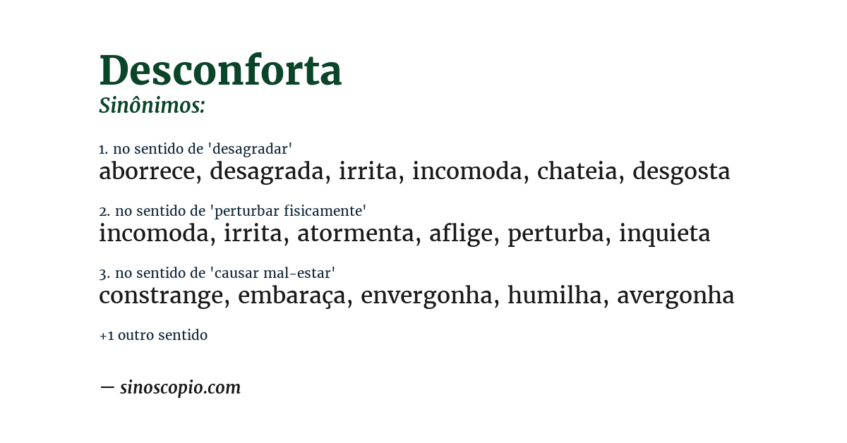 Sinônimo de desconforta