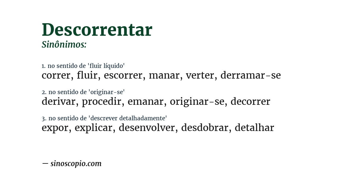 Sinônimo de descorrentar