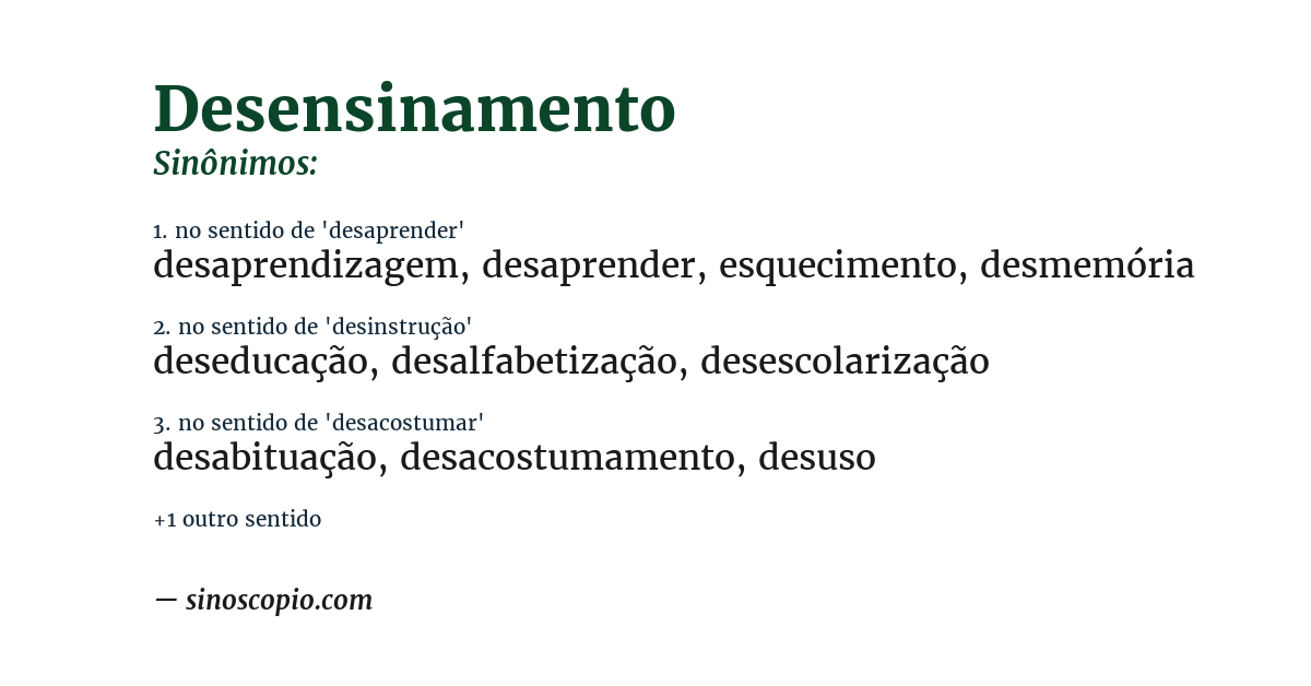 Sinônimo de desensinamento
