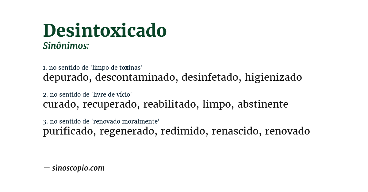 Sinônimo de desintoxicado