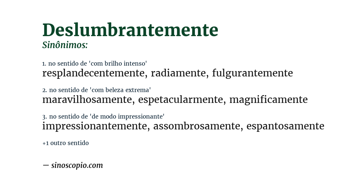 Sinônimo de deslumbrantemente