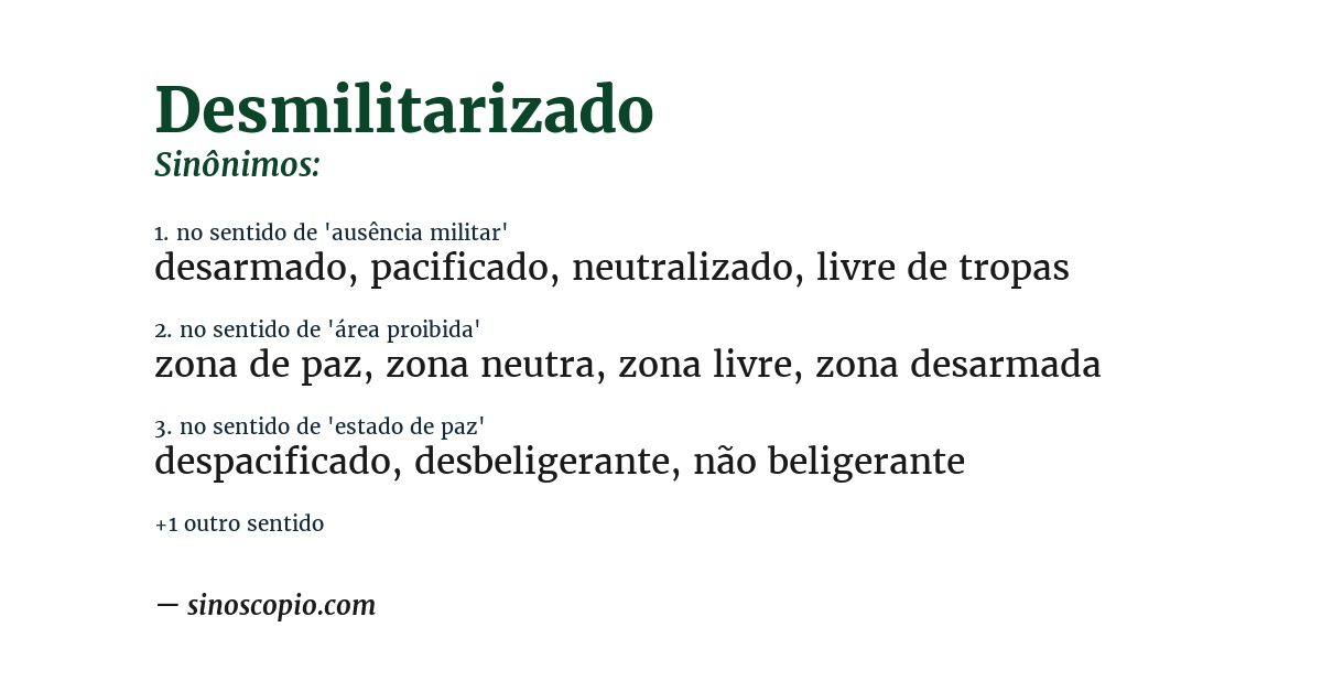 Sinônimo de desmilitarizado