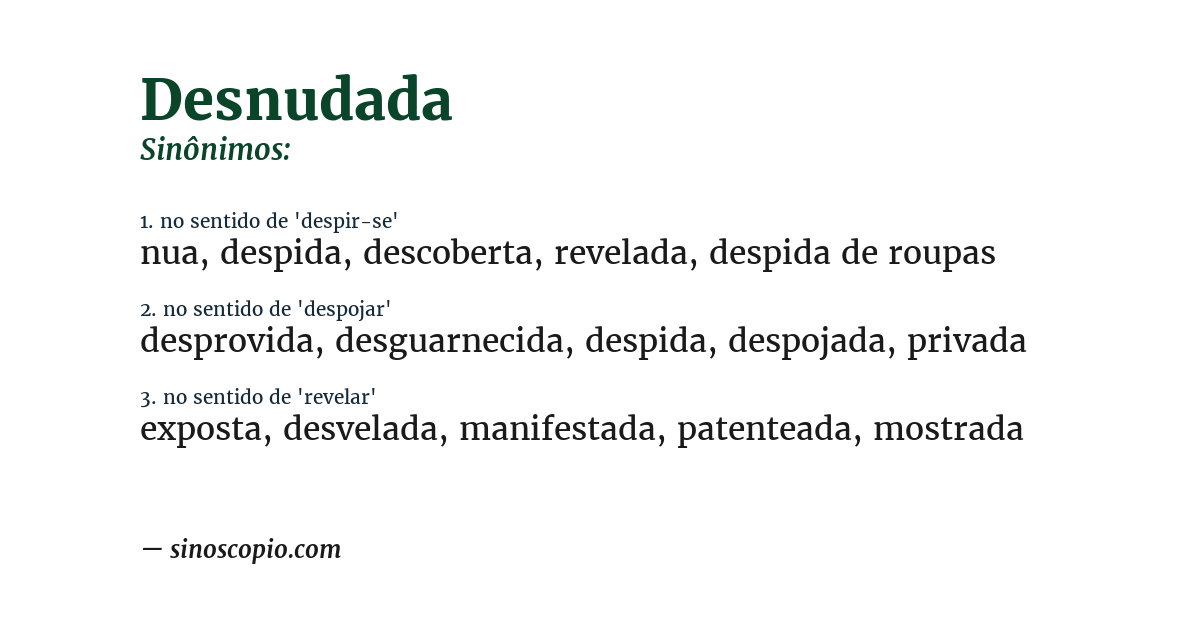 Sinônimo de desnudada