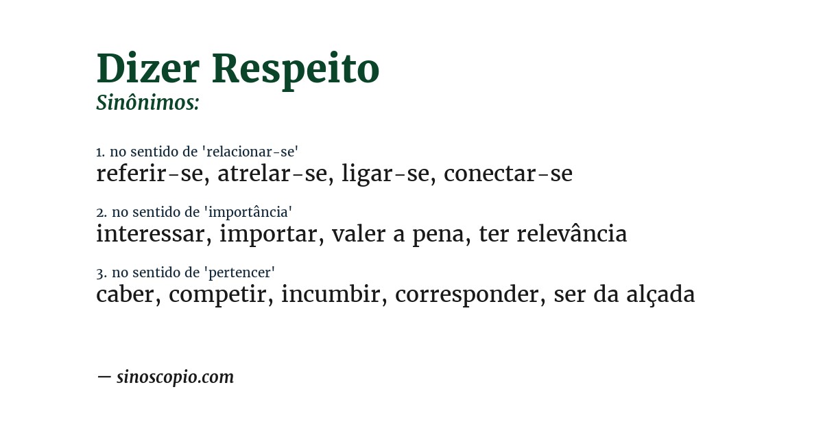 Sinônimo de dizer respeito