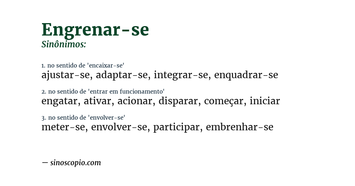Sinônimo de engrenar-se