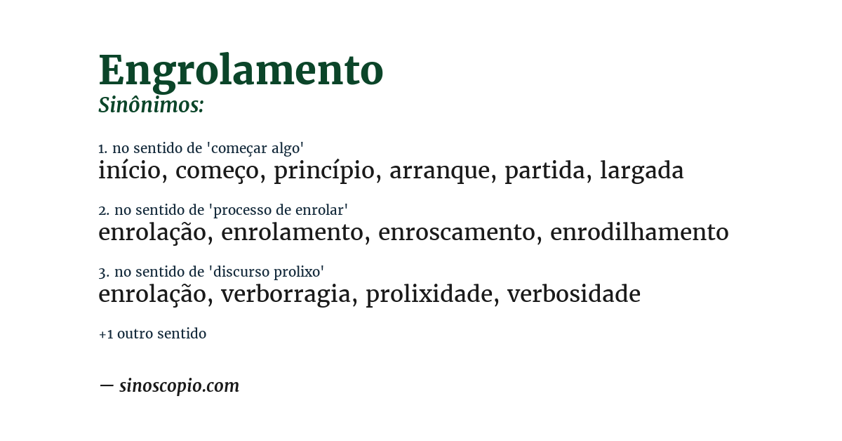 Sinônimo de engrolamento