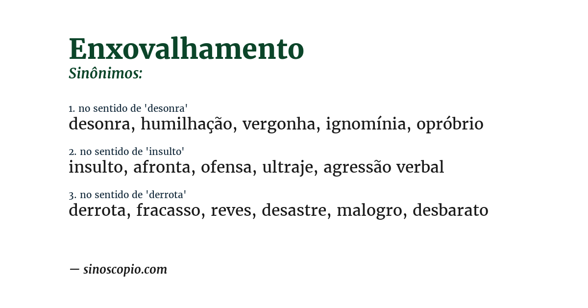 Sinônimo de enxovalhamento