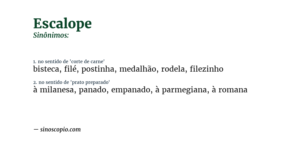 Sinônimo de escalope