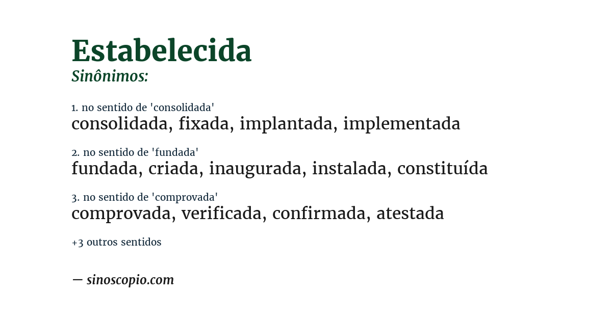 Sinônimo de estabelecida