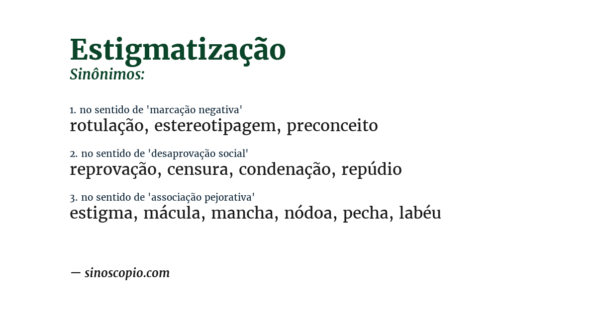 Sinônimo de estigmatização