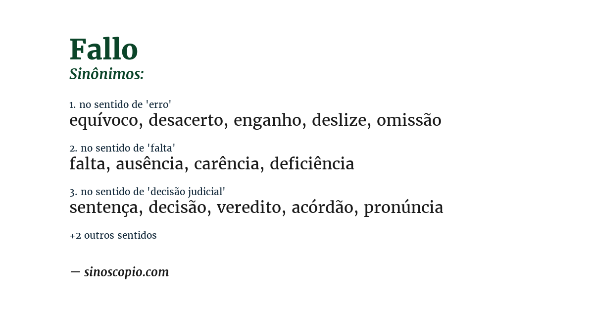 Sinônimo de fallo