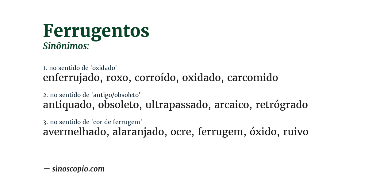 Sinônimo de ferrugentos