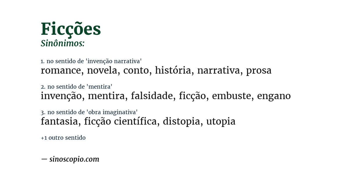 Sinônimo de ficções
