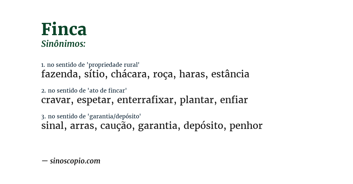 Sinônimo de finca