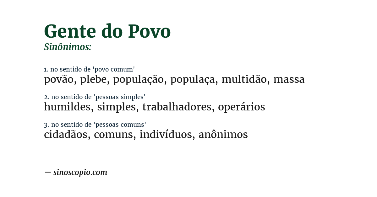 Sinônimo de gente do povo
