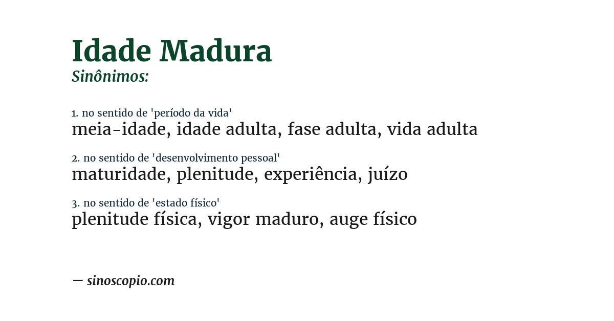 Sinônimo de idade madura