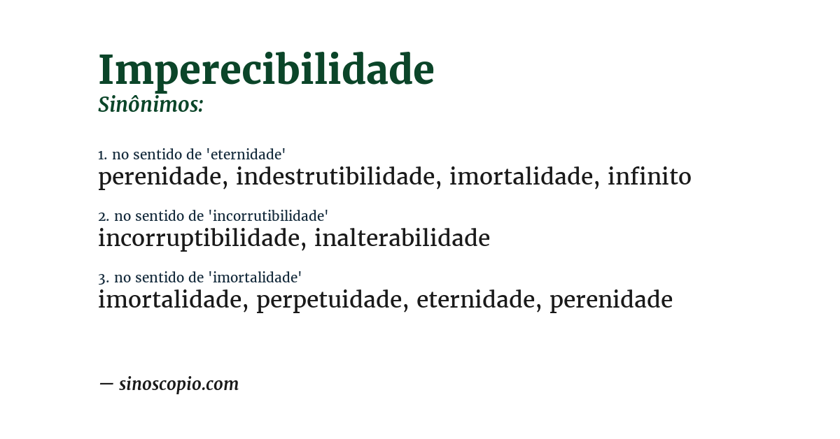 Sinônimo de imperecibilidade